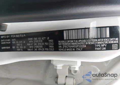 2016 Fiat 500X Pop from USA, damaged, VIN ZFBCFXAW5GP333354